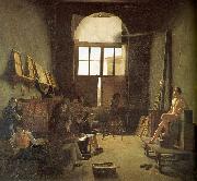 Leon-Matthieu Cochereau Interior of the Studio of David oil